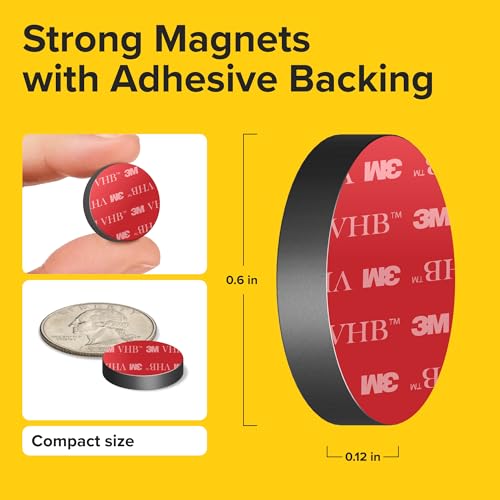 Image of X-Bet Strong Magnets with Adhesive Backing - Heavy Duty Sticky Magnets for Crafts - Perfect Craft & Refrigerator Magnets (0.6, 90 PCs)