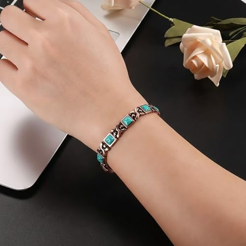 Image of Copper Bracelet for Women 99.9% Pure Copper Crystal Bracelets Link Chain Charm Jewelry Present 3500 Gauss with Adjustment Tool