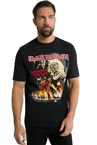 JP 1880 Herren große Größen Übergrößen Menswear L-8XL T-Shirt Bandshirt Iron Maiden Halbarm bis 8 XL schwarz 3XL 802839100-3XL