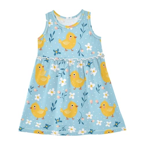 ALAZA Girls Print Dress,-349- Chicken Sleeveless Casual Sundress for Girl