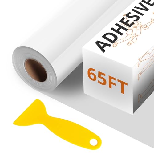 Image of HTVRONT White Permanent Vinyl - 12 inch x65FT Glossy White Vinyl Compatible with Cricut Cutting Machine, Silhouette Cameo & Other Cutters - Party & Home Decoration Sticker