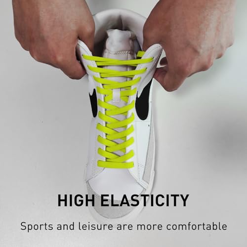 Image of UamGlsob 2 Pairs 5 /16 inch Flat Elastic Shoe Lace, Stretch Shoelaces