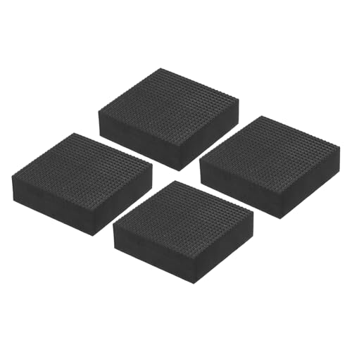 PATIKIL Almohadillas de Goma Antivibración 4Pcs Cuadradas 1.97" x 1.97" x 0.6" para HVAC Aire Acondicionado Compresor de Aire Lavadora Secadora Negro