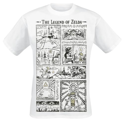 The Legend of Zelda Zeichnung Männer T-Shirt weiß S 100% Baumwolle Fan-Merch Gaming Triforce