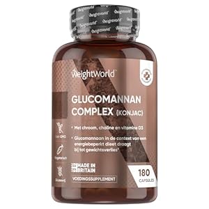 Glucomannan Konjac 3000 mg Complex – Natuurlijk glucomannan supplement met chroom & vitamine D3-180 Glucomannan capsules – Ondersteunt gewichtsverlies – Vegetarisch – Gemaakt in het VK – WeightWorld