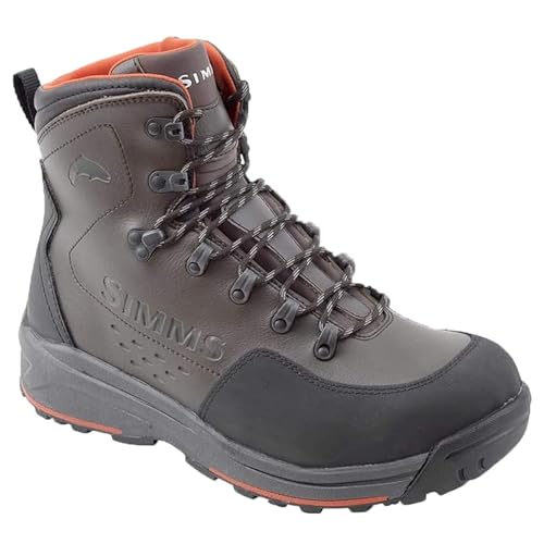 Simms Freestone Wading Boots for Men - Rugged Rubber Sole Fishing Shoes with Traction Control and Time-Tested Durability - Dark Olive - 5
