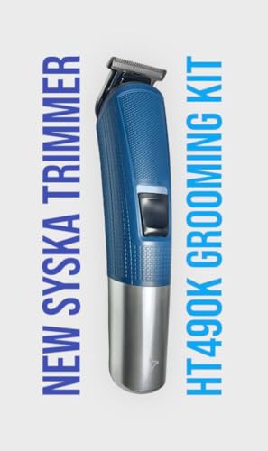 Image of SYSKA HT490K Professional 10-in-1 Grooming Kit for Men|Rechargable Beard Hair Nose Trimmer|120 min Runtime with Hidden LED Indicator|Advance Roto-tech Technology|Free Travel-Friendly Storage Pouch| 2-Year Warranty