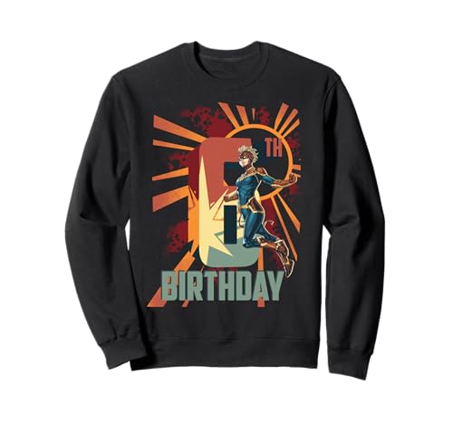 Sweat Captain Marvel 6 ans pour enfant pull anniversaire Marvel bleu marine