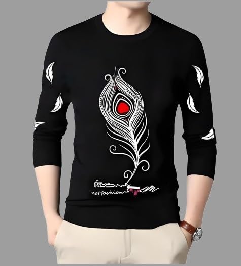 Image of Men Round Neck Cotton Blend Stylish Printed T-Shirt