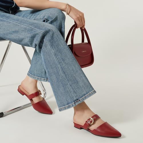 Image of Rekayla Mules for Women Adjustable Strap Pointed Toe Backless Loafer Shoes