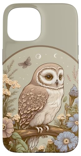 Cute Cottagecore Floral Owl Aesthetic Girls Women Graphic Case for iPhone 15