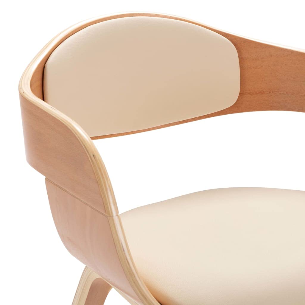 Zestaw 4 krzeseł do jadalni z tapicerką ze sztucznej skóry i zakrzywioną konstrukcją drewnianą, ergonomiczną konstrukcją i wyściółką dla maksymalnego komfortu i stylu