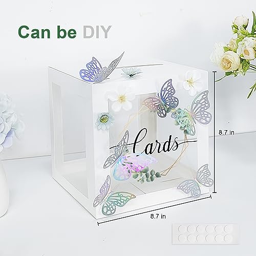 Image of 1 Pack Wedding White Card Box, Transparent Gift Card Box for Wedding Decorations for Reception, Money Box for Bridal Shower Decorations Party Reception Anniversary Baby Shower
