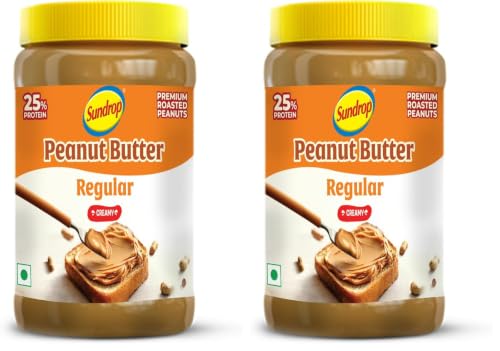 Image of Sundrop Peanut Butter | Creamy | 924 grams | With 25% Protein | 5% Dietary Fibre | Premium Roasted Peanuts | No Preservatives | Great Value Per Gram of Protein (Pack of 2)