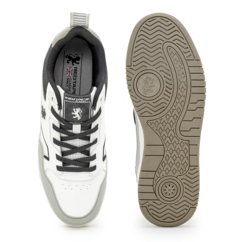 Image of Red Tape Men's Sneakers Grey White Pu Round Toe Lace-Up Easy Movement