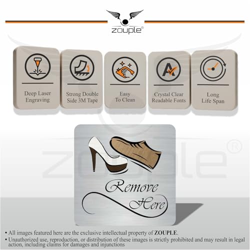 Image of REMOVE YOUR SHOES Sign, 6x6 Inch, Durable Steel, Self-Adhesive