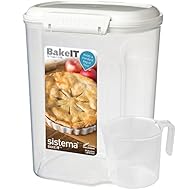 Sistema BAKE IT Food Storage Container + Measuring Cup | 3.25 L Food Pantry Storage Container | BPA-Free | White/Clear | 1 Count