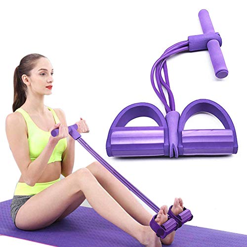 ZCZY Cuerda de Tensión Multifunción,4 Tubos elástico pedal de pie banda de entrenamiento,entrenador de abdomen, cintura, brazo, gimnasio en casa, sit-up,yoga, estiramiento y adelgazamiento
