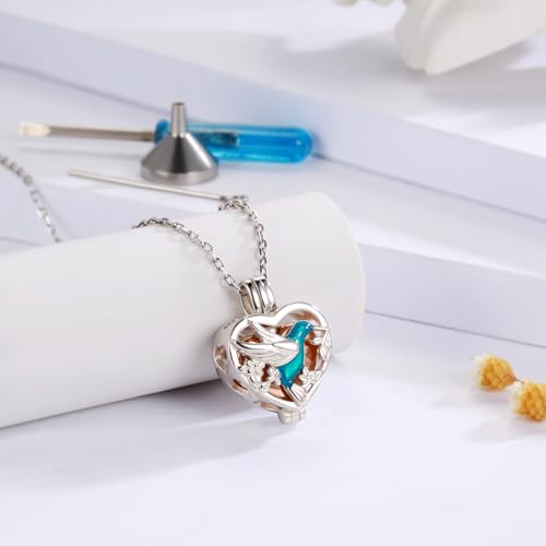 925 Sterling Silver Hummingbird Cremation Necklace for Ashes Memorial Urn Pendant Keepsake for Women Remembrance Jewelry Gift for Loss of Loved One2