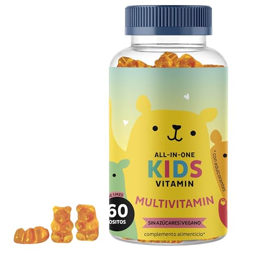 Multivitamínico gominola para niños a partir de 4 años - Refuerzo del sistema inmunitario - Con vitaminas B12, C, D, E y yodo - 60 unidades (1 mes) - Sin azúcar añadido, Vegano - Bears with Benefits