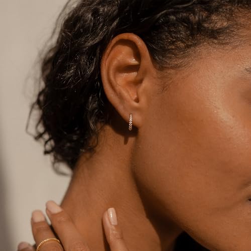 WFYOU Gold Hoop Earrings for Women Trendy Small Huggie Earrings 14K Gold Plated S925 Sterling Silver Earrings for Women Hypoallergenic Drop Dangle Diamond Flower Cubic Zirconia Earrings Jewelry Gifts3