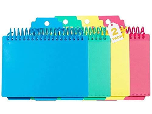 Fiches à spirale 3x5 1InTheOffice lot de 2 bloc-notes lignés couleurs assorties pour l'organisation