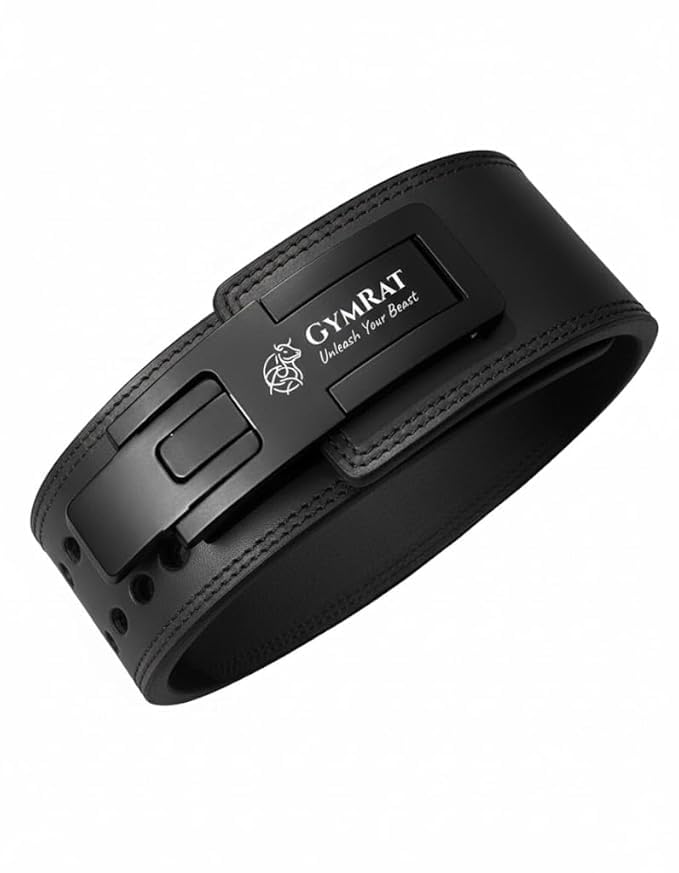 GYMRAT™ 13MM Adjustable Weightlifting Lever Belt for Man and Women, Weightlifting with Adjustable Heavy Duty Buckle, Professional Weight Lifting Belt (13MM BLACK EDITION, XXL)