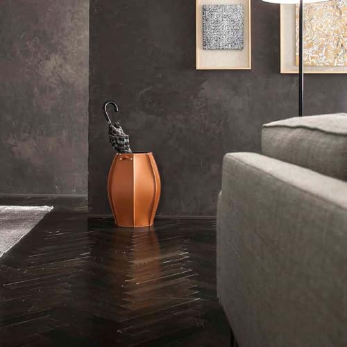 Porte-parapluie d'intérieur avec bac amovible anti-goutte cuir marron LIMAC Design