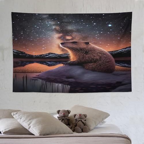Castor tapisserie murale en tissu imprimé tenture murale suspendue esthétique 150x230