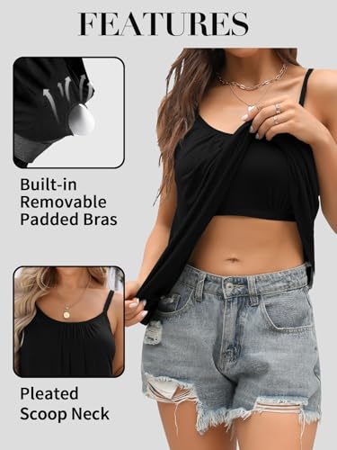 V FOR CITY Camisole Top for Women with Built in Bra Adjustable Strap Tank Top Summer Loose Fit Cami Shirt S-3XL2