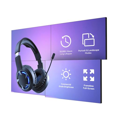 Image of 55 inch FHD Video Wall Digital Signage Display Panel, 700 nits, 24 /7 Operation, Modular Splicing from 1x2 to 4x4 and More for Control Rooms, Recording Studios, Broadcast Studios & More