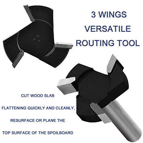 Cnc Spoilboard Surfacing Router Bit - 1/4 Inch Shank 1 Inch Cutting Diameter Slab Flattening Planing Replaceable Blade, Carbide Insert T-Slotting Wood Milling Grooving Planer Woodworking Cutter Tool #TOP4