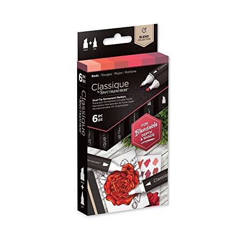 Spectrum Noir Classique Blend Alcohol Marker Dual Nib Pens Set-Reds-Pack of 6