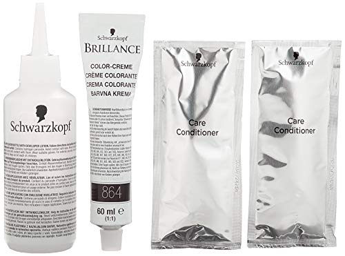 Foto von SCHWARZKOPF BRILLANCE Intensiv-Color-Creme 864 Rehbraun Stufe 3, mit extra Diamant-Glanz-Nachbehandlung, 3er Pack (3 x 143 ml)