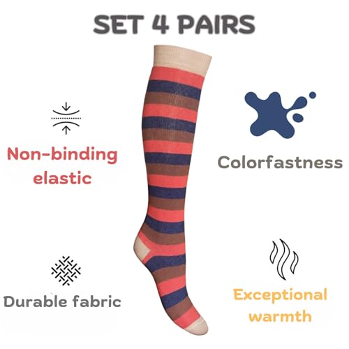 Image of Cotton Knee High Socks for Women Made in Italy, Long Socks for Women (One Size Fits All) Women Dress Socks