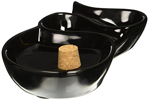 Sigara 2 Pipe & Cigar Black Ashtray with Cork Knocker for Patio Use