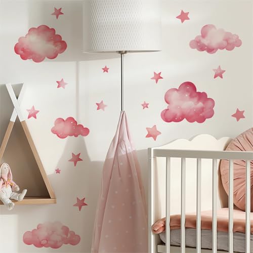 2 Láminas Vinilos Decorativos Nubes y Estrellas Rosas miniatura 5
