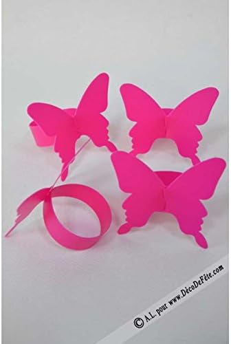 ALLDECO 4 Fuchsia Butterfly Napkin Rings fuchsia