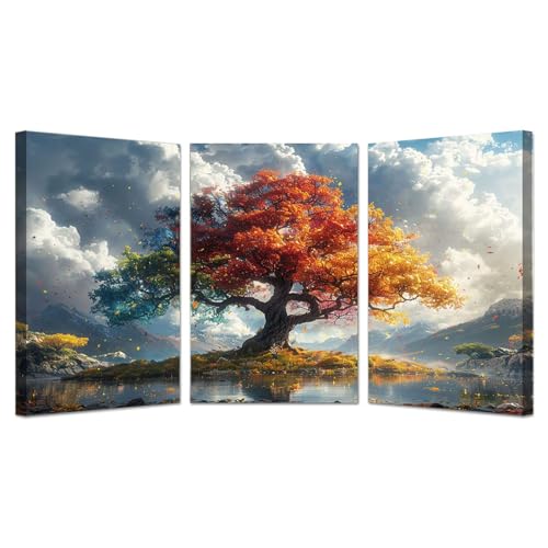 Arbre du lac des nuages décoration murale colorée pour salon et chambre
