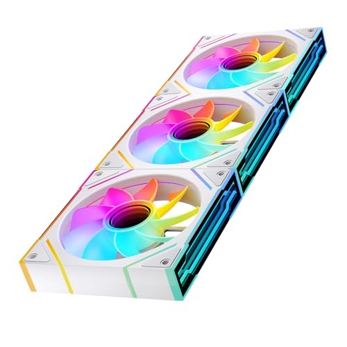 Image of prism4 EX 120mm PC Reverse Blade ARGB Case Fan,Infinity Mirror RGB Light Effect 5V 3PIN Motherboard Light Sync 800~1850RPM PWM PC Fans (White Reverse-5Pack)
