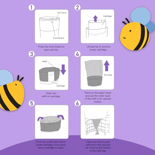 Image of USBOO Refills Compatible with Dekor Plus Diaper Pail,8 Pack Disposable Diaper Pail Refills, Easy to Replace and Dispose Diaper Trash Bags, Holds up to 4640 Diapers,Lavender Scent