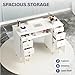 OmySalon White & Gold Accent Nail Desk for Nail Tech, Manicure Table with Electric Dust Collector, Storage Drawers & Wrist Cushion, Acetone Resistant for Salon and Home Nail Station