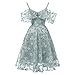Women Floral Lace Bridesmaid Formal Party Dress Casual Short Prom Wedding Dress V Neck Spaghetti Strap Dress Cold Shoulder Ruffle Sleeve Dress A-Line Short Vintage Homecoming Dresses Blue Gray 2XL