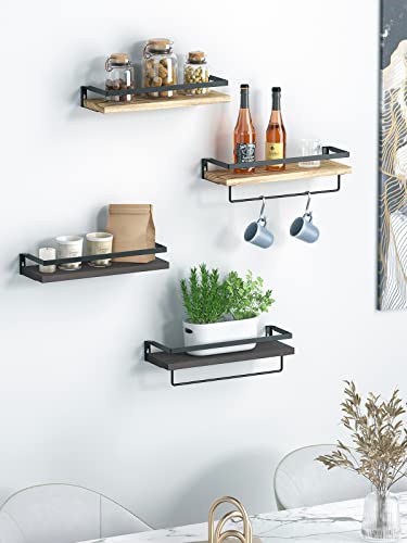 Amada Homefurnishing Floating Shelves, Bathroom Shelf With Towel Bar, Wall Shelves For Bathroom/Living Room/Kitchen/Bedroom, Light Brown Shelves Set Of 2 - Amfs01 #TOP4