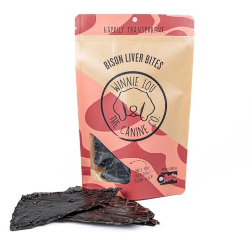Winnie Lou Bison Liver Bites Dog Treats – Single Ingredient, Human Grade, Limited Ingredient Training Treats for Small, Medium & Large Dogs, Made in USA (1 Pack)