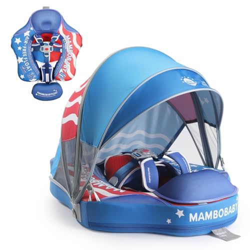 Image of Mambobaby Float Deluxe Baby Pool Float: Safe & Comfortable Swim Trainer for Infants & Toddlers, Non-Inflatable Design, UV Protection Canopy, Fun Water Experience for Ages 3-24 Months
