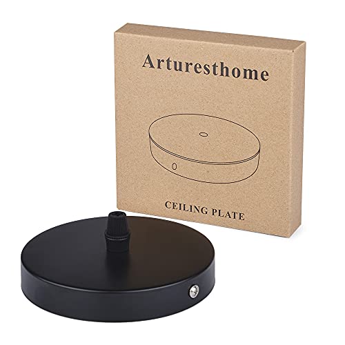 Arturesthome Industrial 5.9" Black Ceiling Canopy Kit,Single Hole Extra Depth and Width Ceiling Plate for Pendant Light or Chandelier - Thumbnail 7