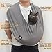 PAWPUBBY Polar Fleece Cat Sling Carrier – Fixed Elastic Strap for Snuggling, Ultra-Soft Hands-Free Pet Cuddle Bag for Indoor Use, Fits Pets 3-13 lbs (Dark Gray, Medium)