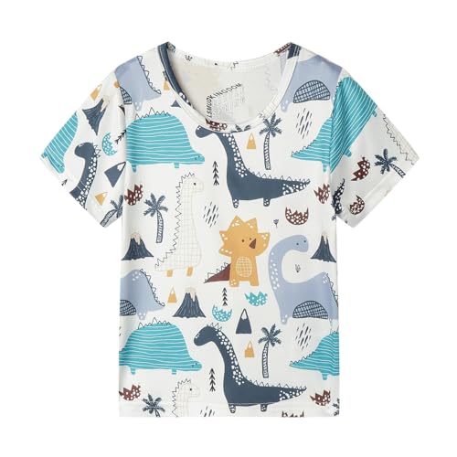 Image of LittleSpring Kids Short Sleeve Tshirt Crewneck Print Summer Tops