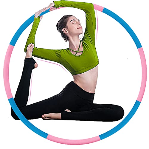 Exercise Hoops for Adults-Weighted Exercise Hoops,Hoop for Exercise 8 Section Detachable- Professional Soft Fitness Exercise Hoop for Adults Weight Loss, Burning Fat Workout, Stable and Comfortable